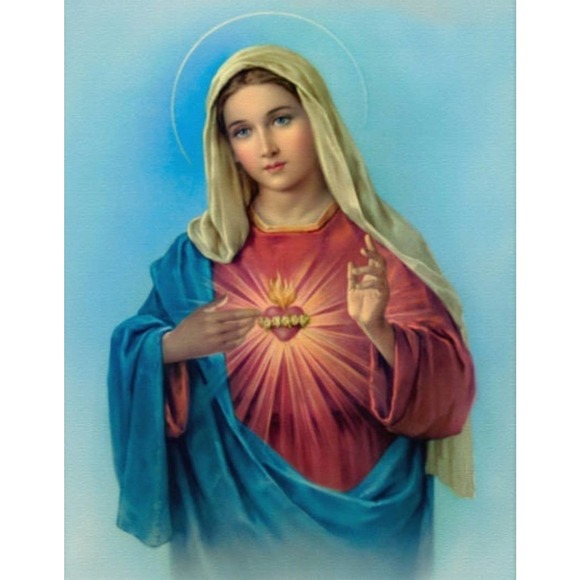 Virgin Mary Blessed Mother Immaculate Heart Of Mary Vintage 11x14 Print Poster - Picture 1 of 1